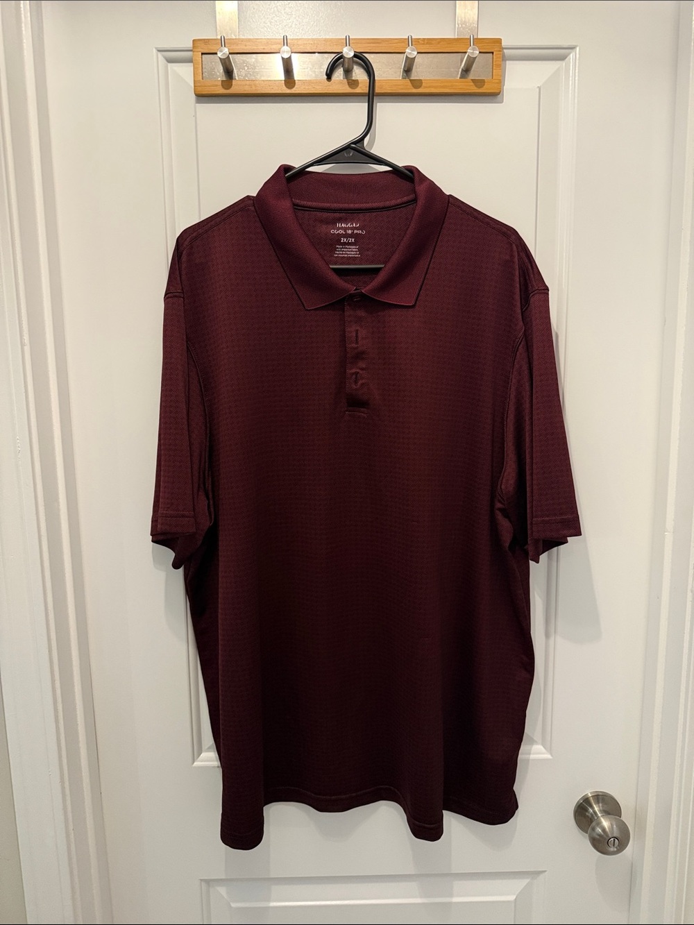 Haggar Men's Burgundy Cool Pro Polo Shirt - Short Sleeve